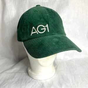 AG1 Retro Corduroy Green Adjustable Baseball Pharma Hat Cap Supplement Vitamin